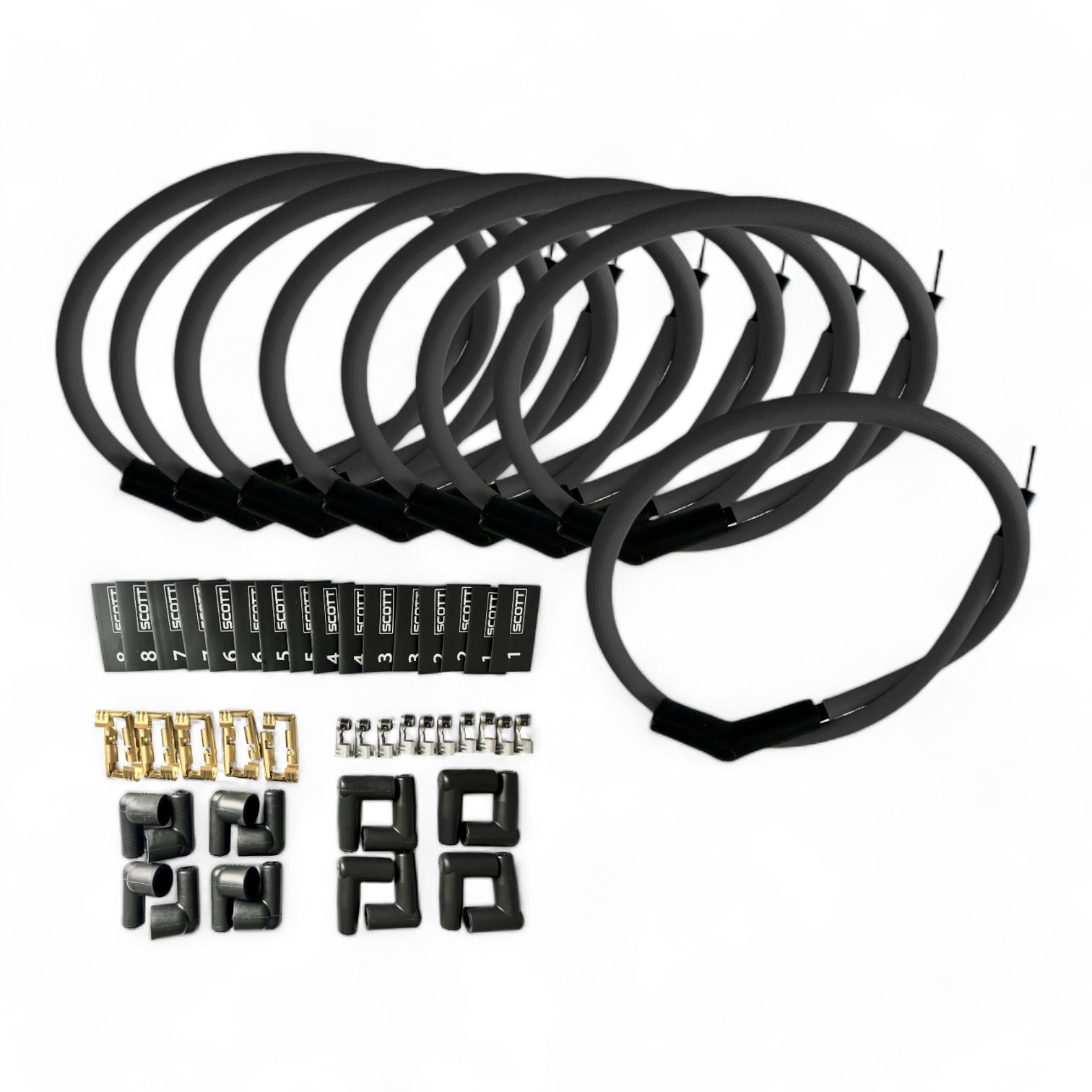 Scott Performance - Fiberglass Sleeved Spark Plug Wire Kit 30 OHM  - Black - SPW-PS-K45-1