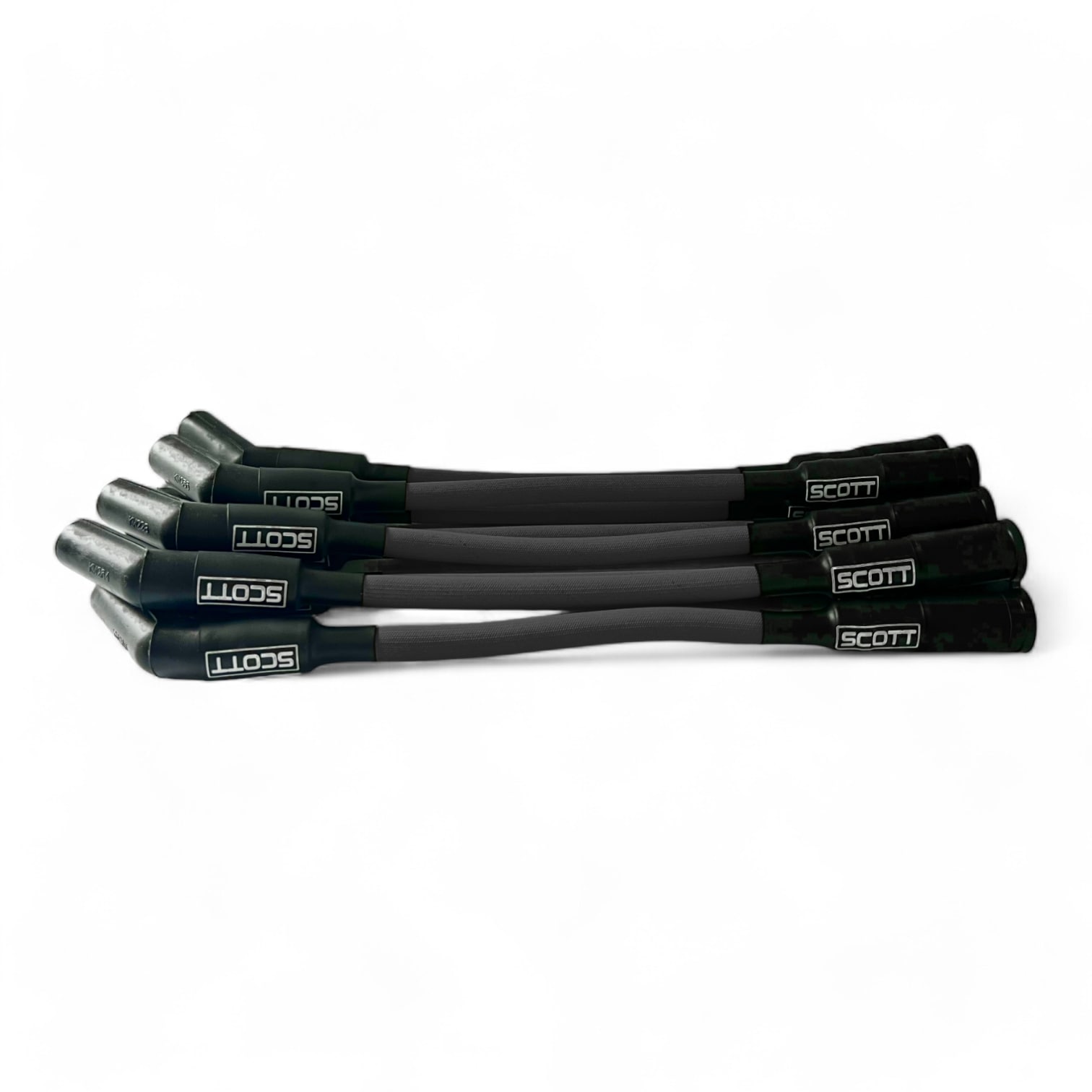 Scott Performance - Chevy LS Short 525 Crate Over Valve Cover 30 OHM Fiberglass Sleeved Spark Plug Wire Set  - Black - SPW-PS-525S-1