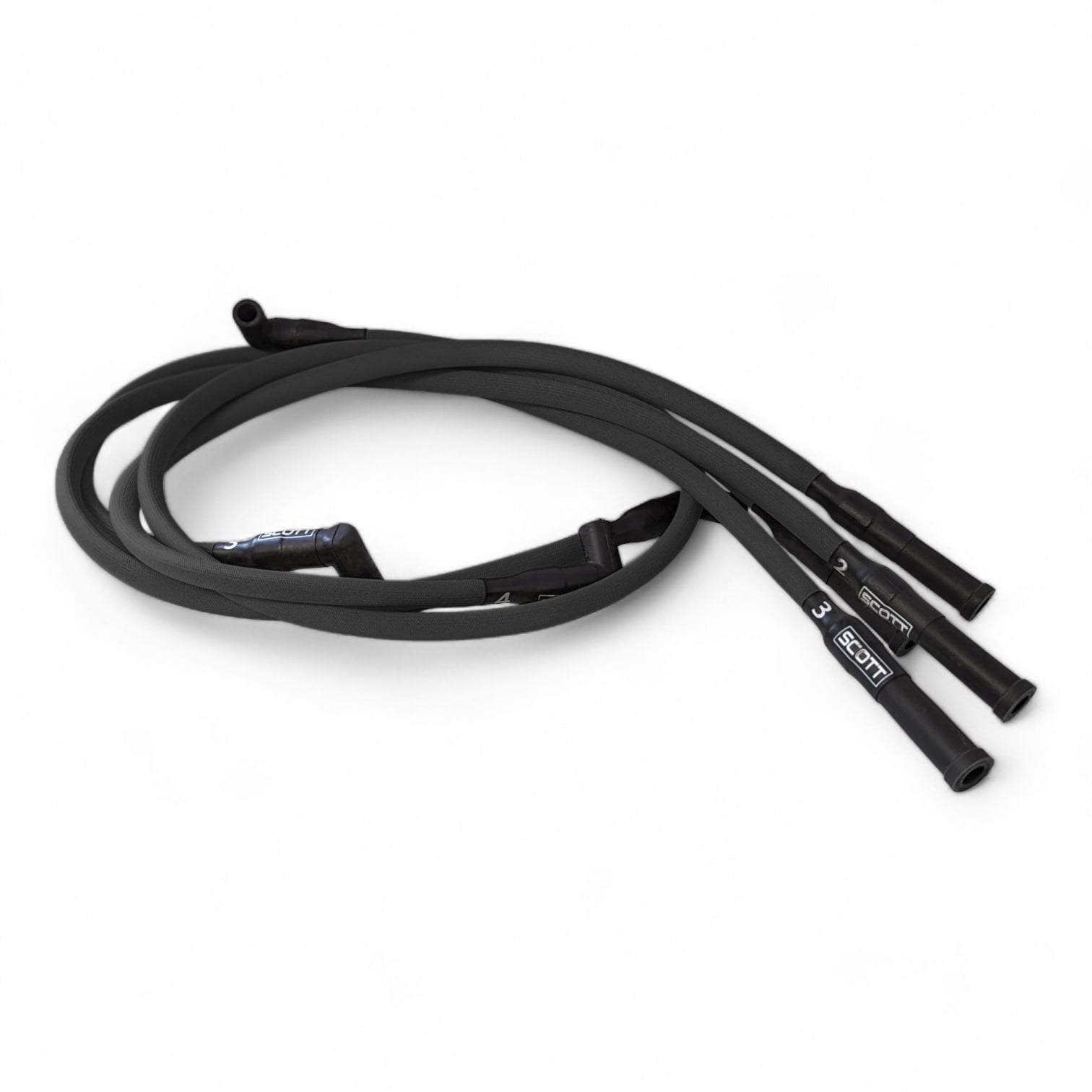 Scott Performance - Ford 2.3L 30 OHM Fiberglass Sleeved Spark Plug Wire Set  - Black - SPW-PS-23-1