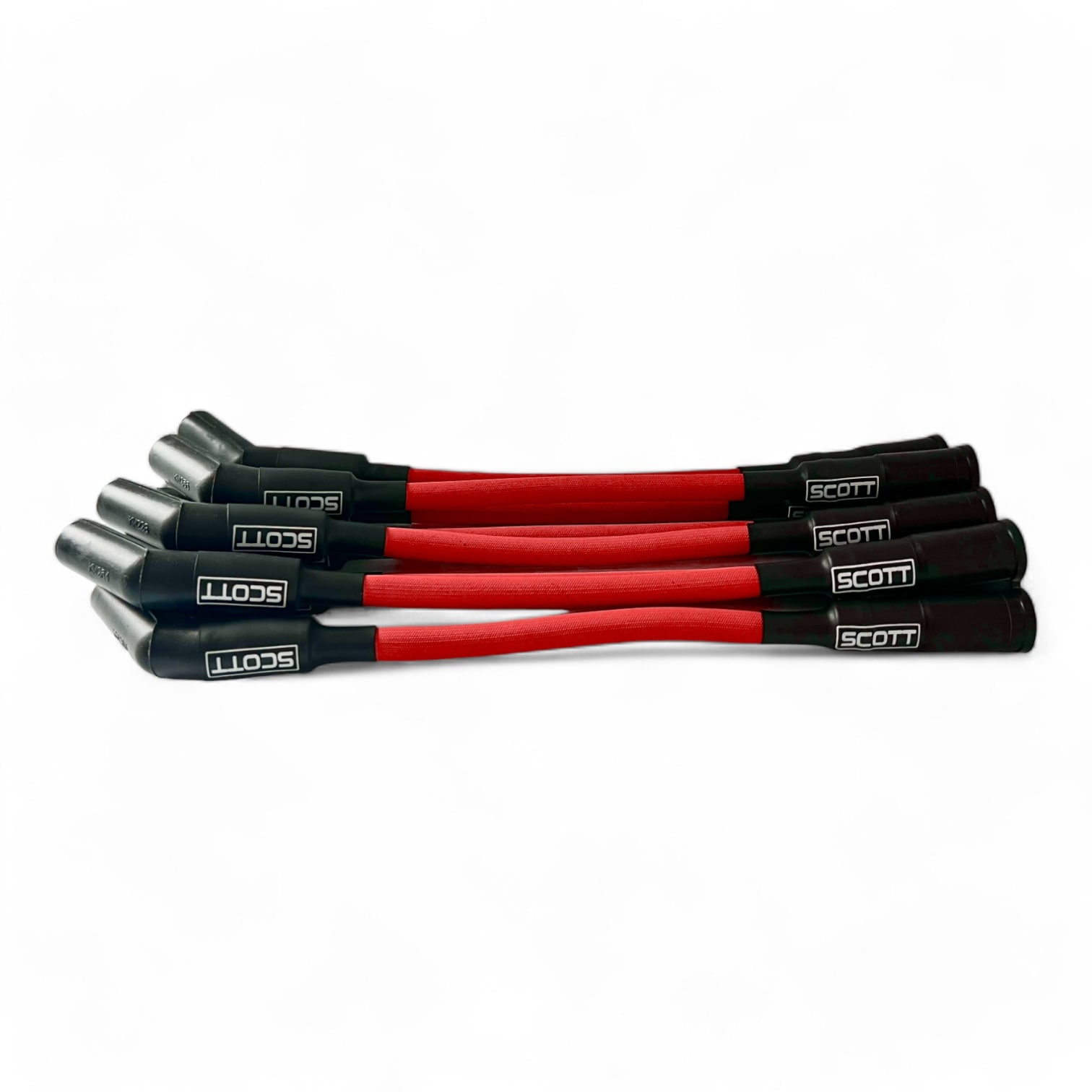 Scott Performance - Chevy LS Short 525 Crate Over Valve Cover 30 OHM Fiberglass Sleeved Spark Plug Wire Set  - Red - SPW-PS-525S-2