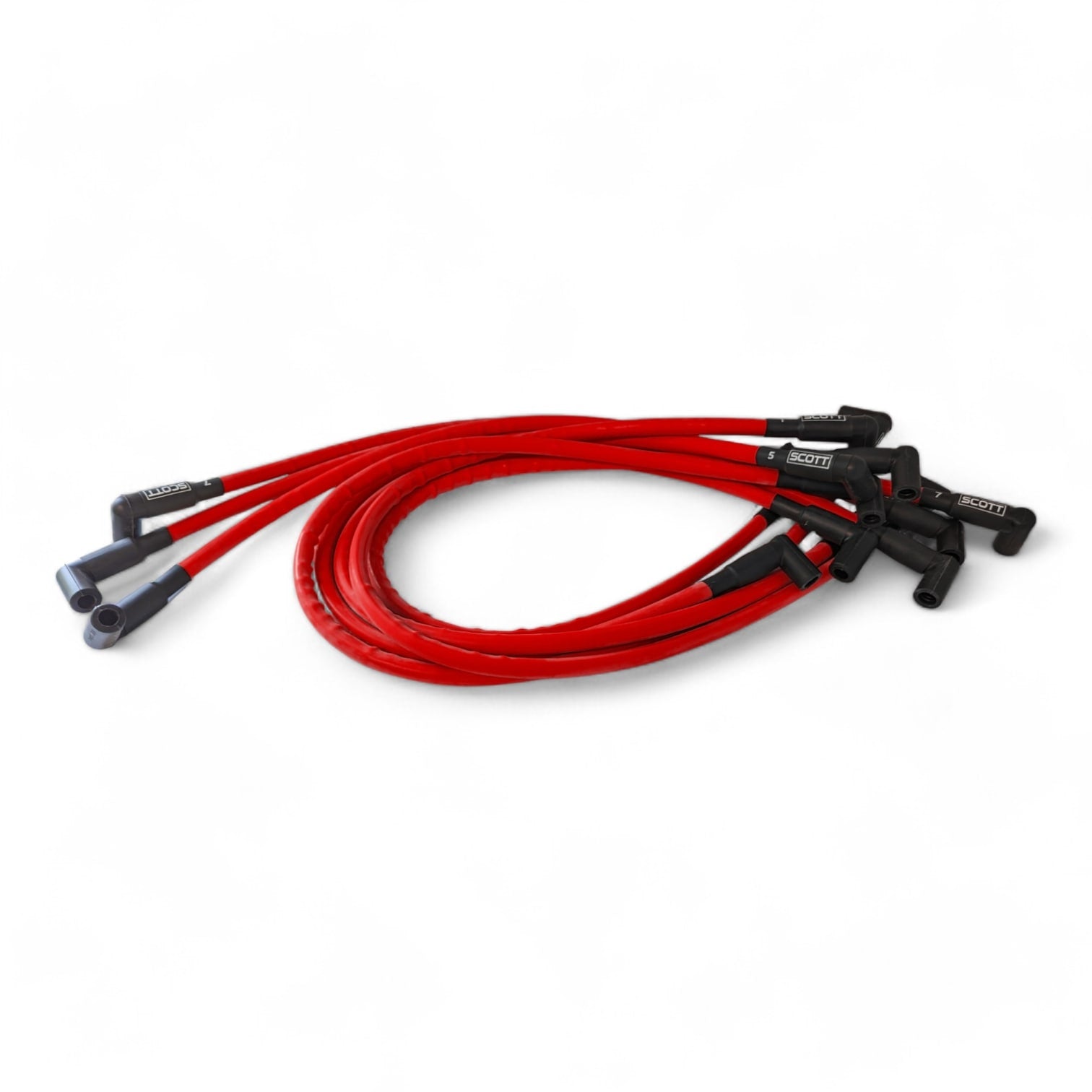Scott Performance - Small Block Chevy 604 Crate Under Header 300 OHM Plug Set  - Red - SPW300-CH-604-2
