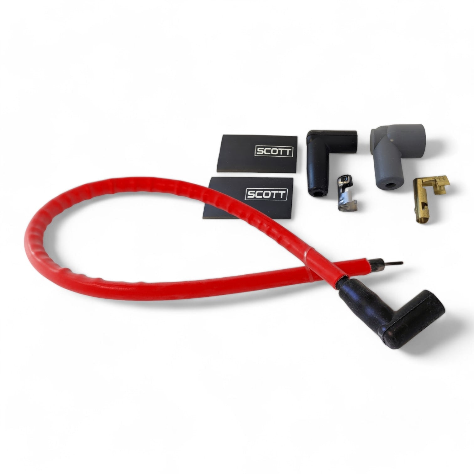 Scott Performance - Small Block Ford Over Valve Cover 30 OHM Plug Set  - Red - SPW-CH-426-2