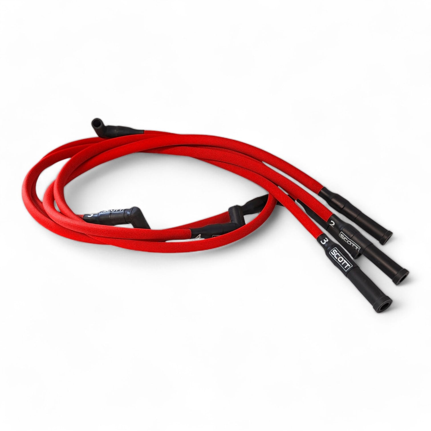 Scott Performance - Ford 2.3L 30 OHM Fiberglass Sleeved Spark Plug Wire Set  - Red - SPW-PS-23-2