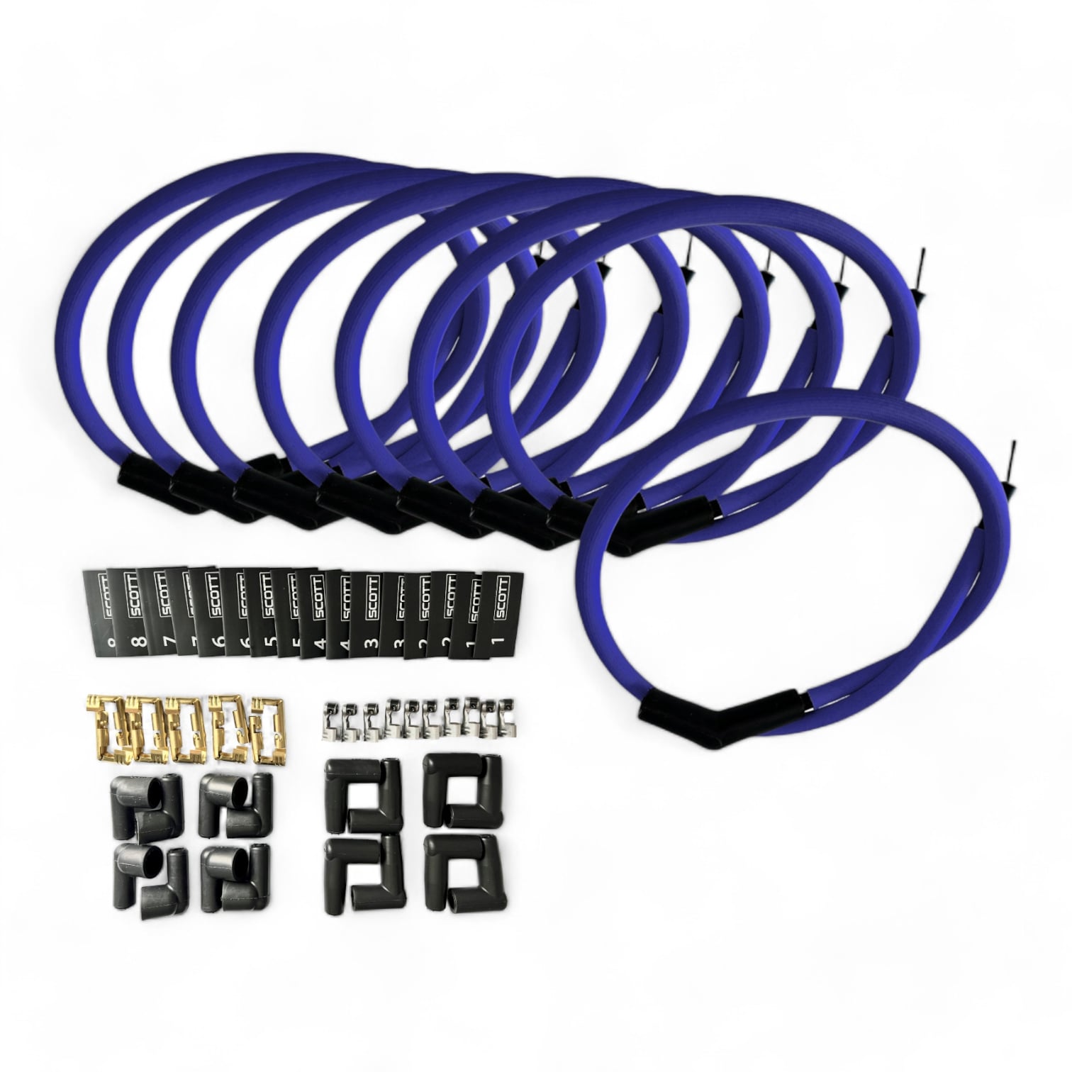 Scott Performance - Fiberglass Sleeved Spark Plug Wire Kit 30 OHM  - Blue - SPW-PS-K45-3