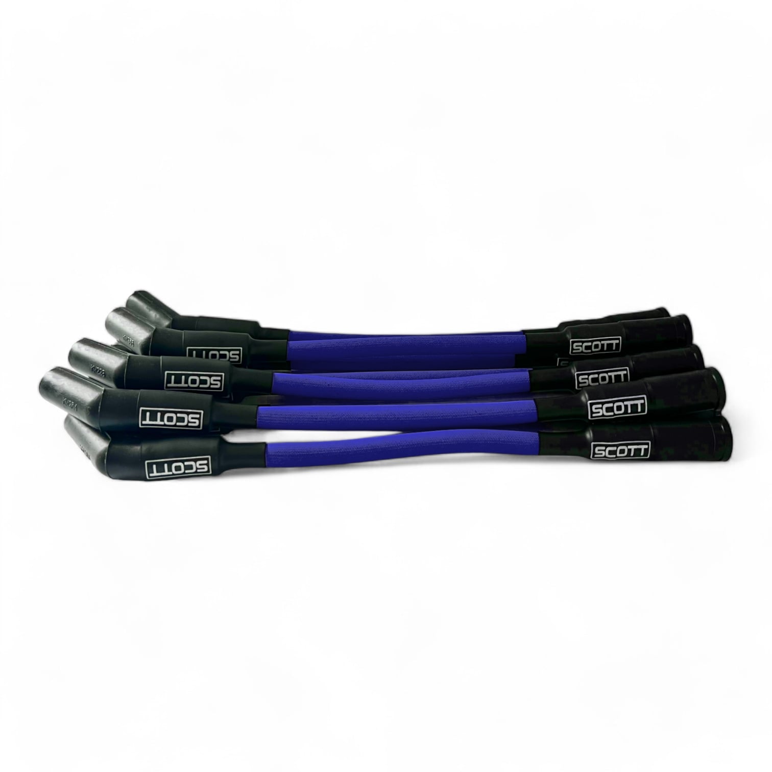 Scott Performance - Chevy LS Short 525 Crate Over Valve Cover 30 OHM Fiberglass Sleeved Spark Plug Wire Set  - Blue - SPW-PS-525S-3