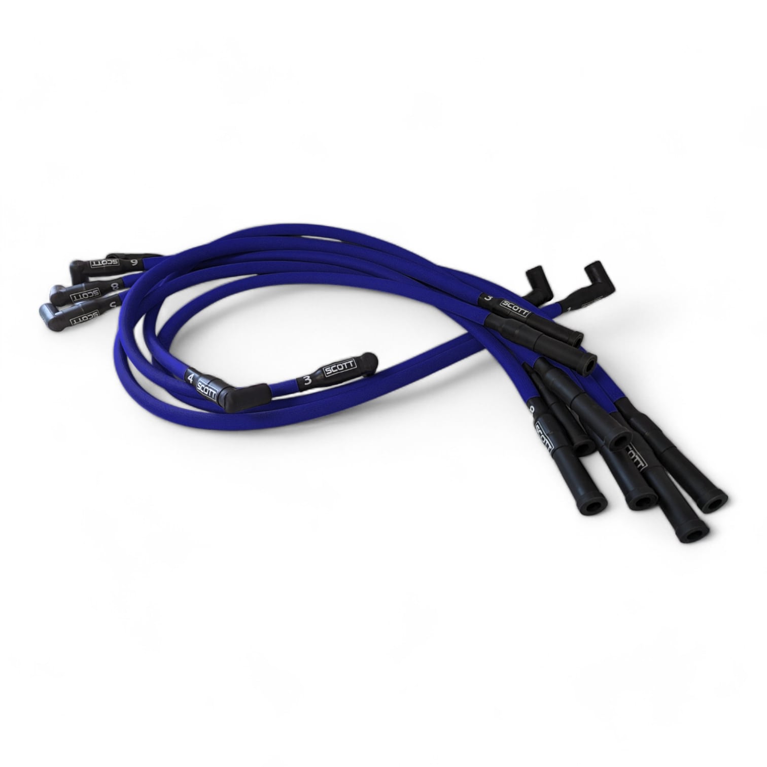 Scott Performance - Small Block Dodge 30 OHM Fiberglass Sleeved Spark Plug Wire Set  - Blue - SPW-PS-660-3
