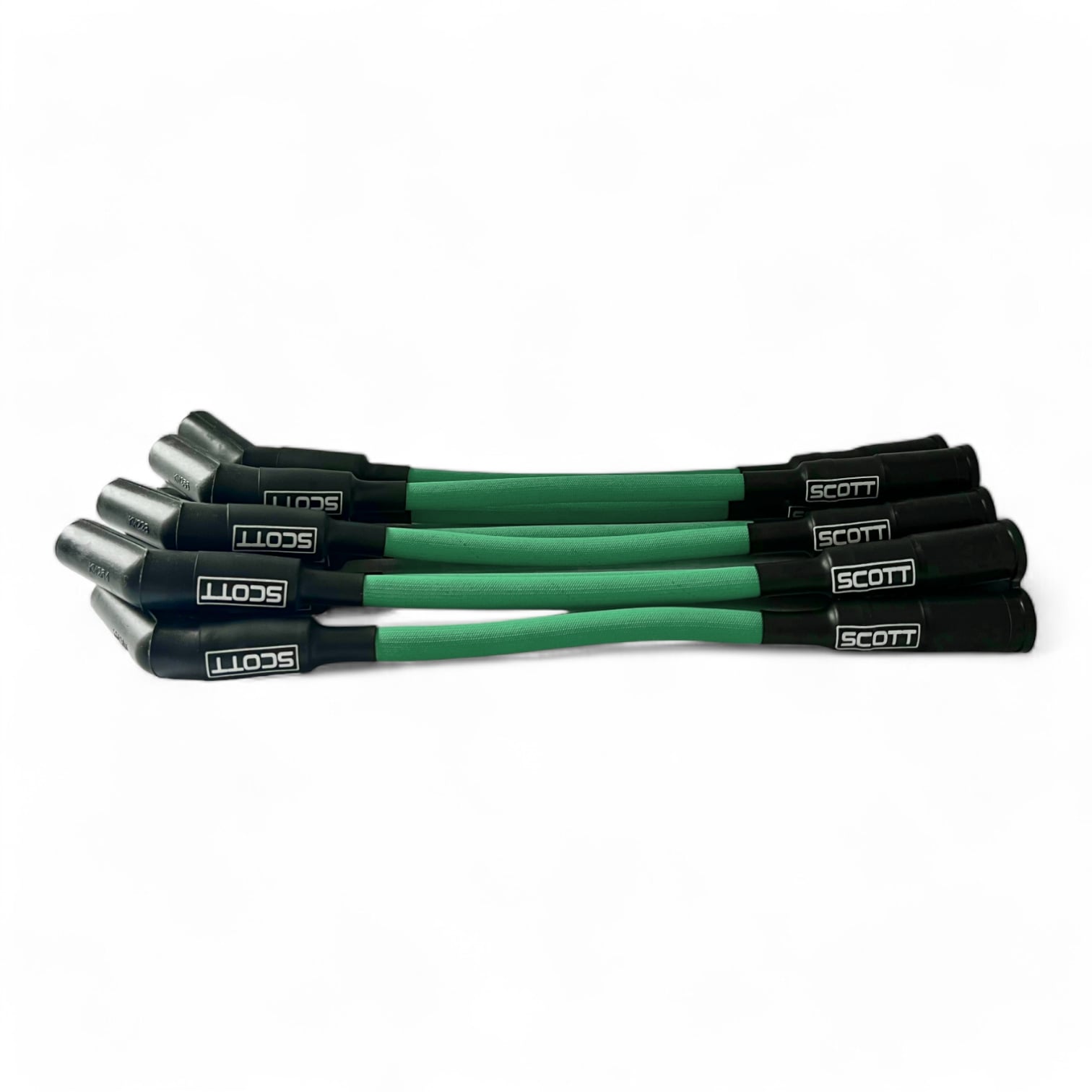 Scott Performance - Chevy LS Short 525 Crate Over Valve Cover 30 OHM Fiberglass Sleeved Spark Plug Wire Set  - Green - SPW-PS-525S-4