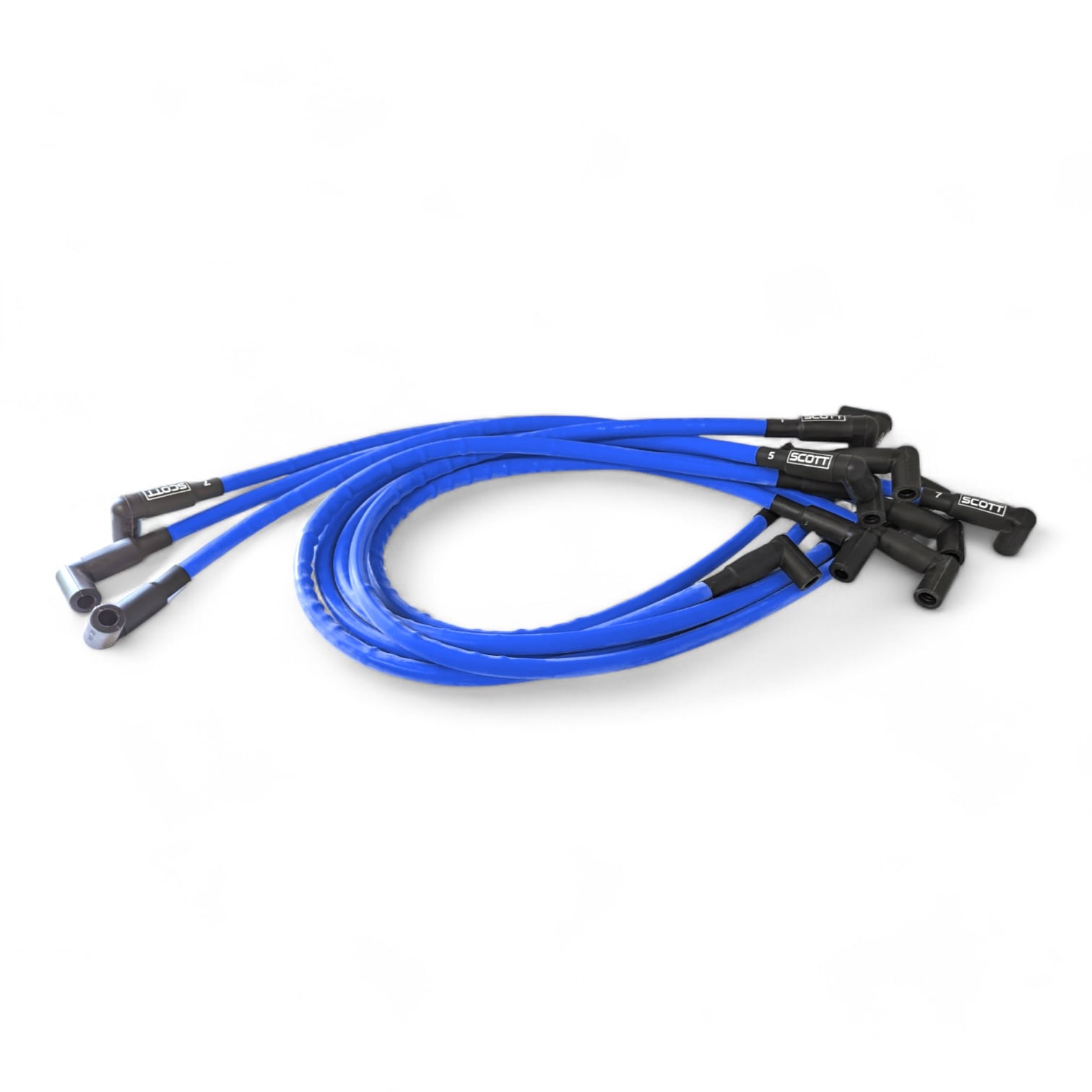 Scott Performance - Small Block Chevy 604 Crate Under Header 300 OHM Plug Set  - Blue - SPW300-CH-604-4