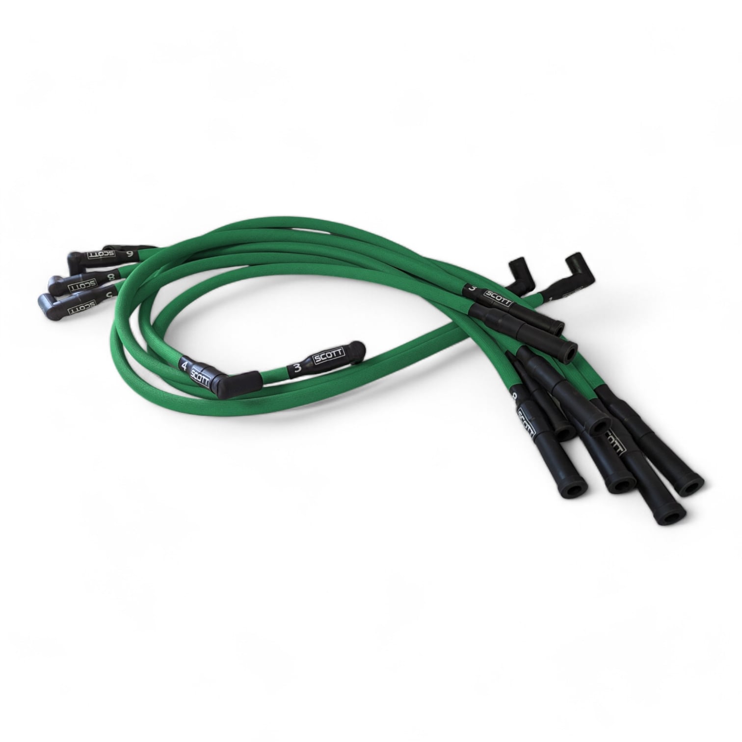 Scott Performance - Small Block Dodge 30 OHM Fiberglass Sleeved Spark Plug Wire Set  - Green - SPW-PS-660-4