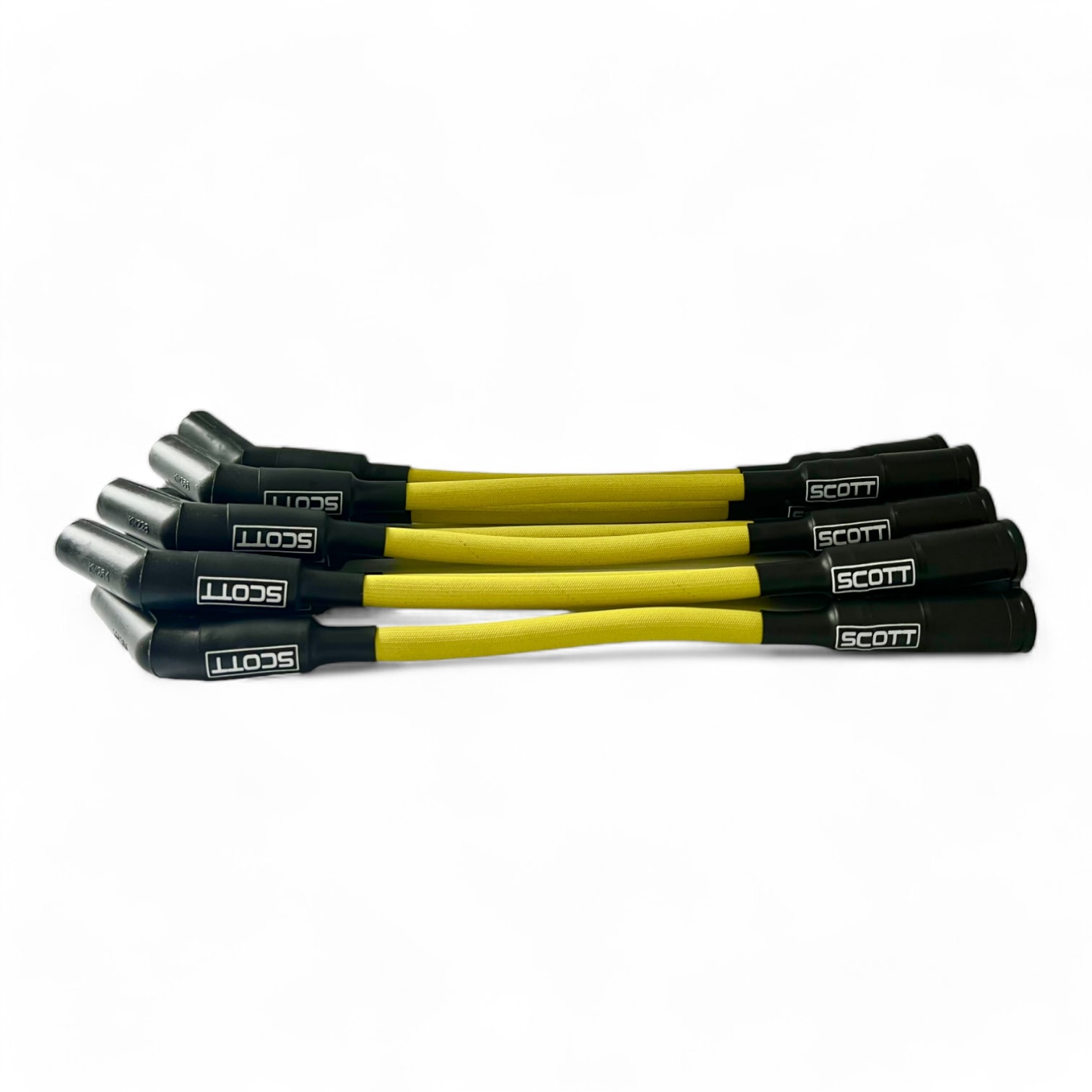 Scott Performance - Chevy LS Short 525 Crate Over Valve Cover 30 OHM Fiberglass Sleeved Spark Plug Wire Set  - Yellow - SPW-PS-525S-5