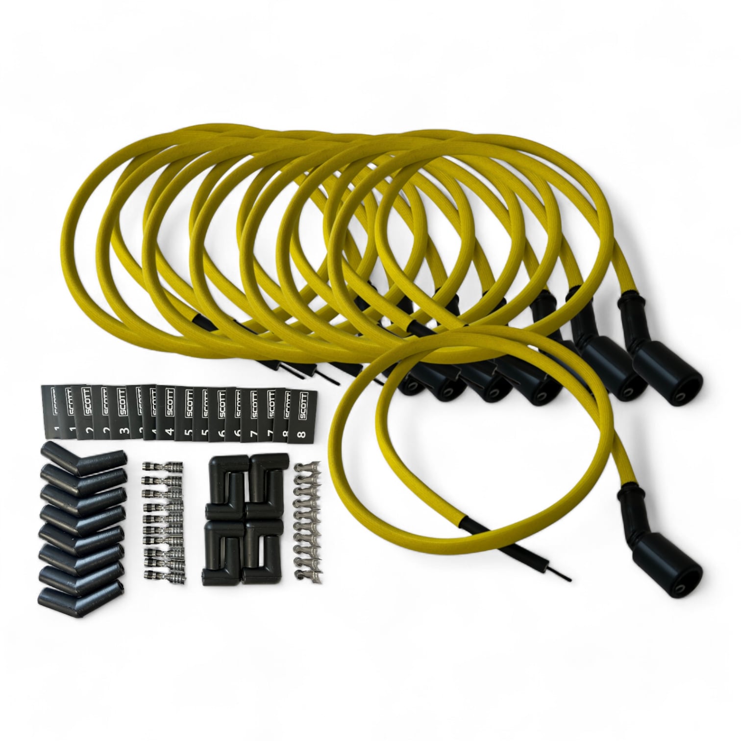 Scott Performance - Fiberglass Sleeved Spark Plug Wire Kit 30 OHM  - Yellow - SPW-PS-LSRELO-5