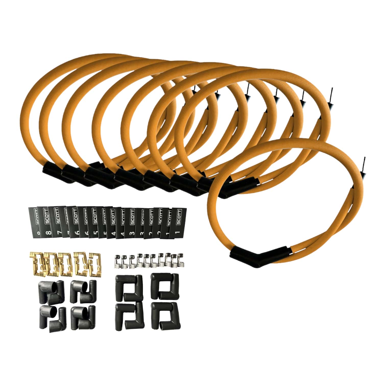 Scott Performance - Fiberglass Sleeved Spark Plug Wire Kit 30 OHM  - Orange - SPW-PS-K45-6