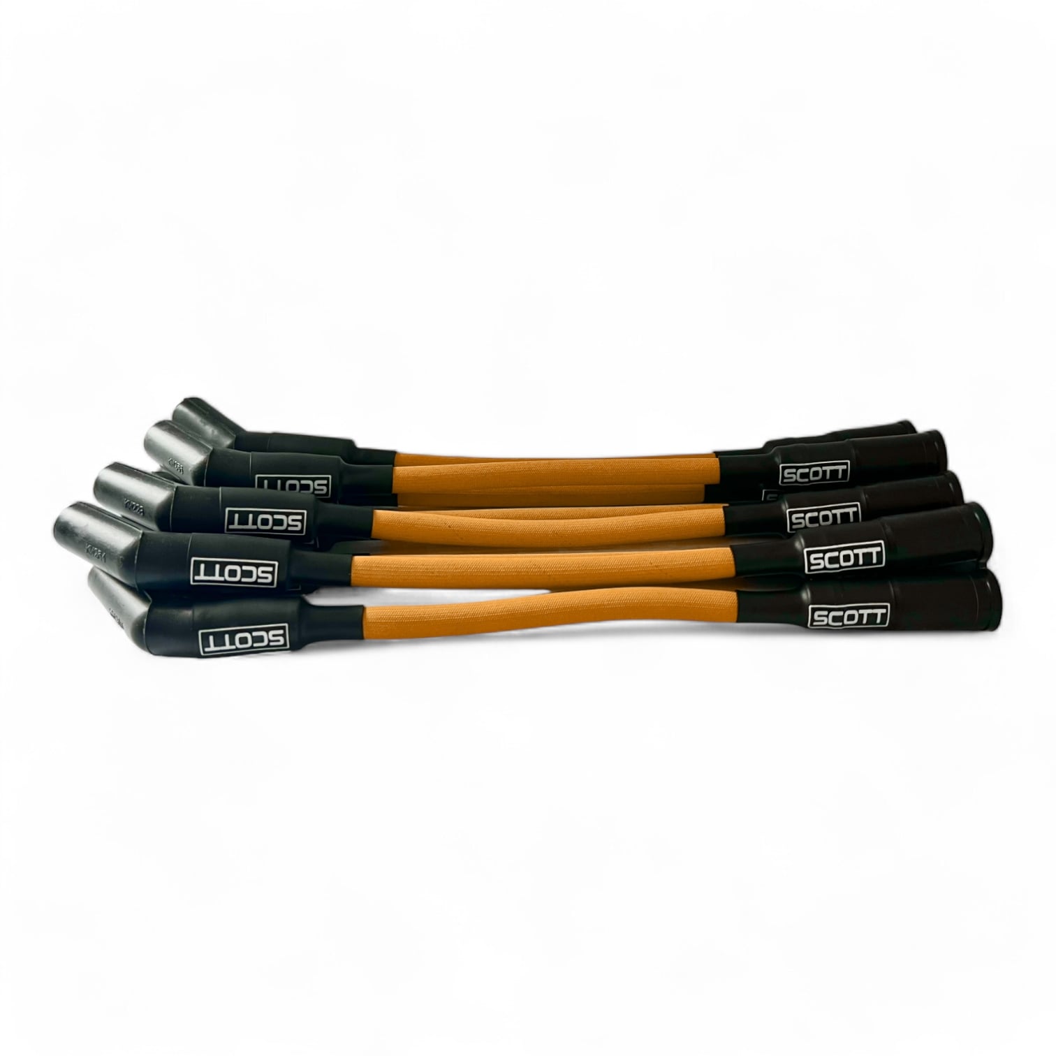 Scott Performance - Chevy LS Short 525 Crate Over Valve Cover 30 OHM Fiberglass Sleeved Spark Plug Wire Set  - Orange - SPW-PS-525S-6