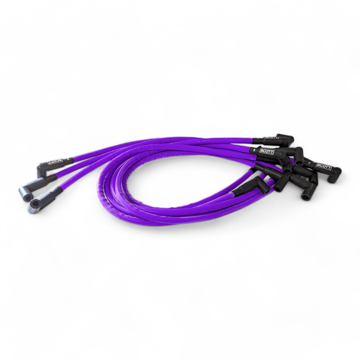 Scott Performance - Small Block Chevy 604 Crate Under Header 300 OHM Plug Set  - Purple - SPW300-CH-604-6