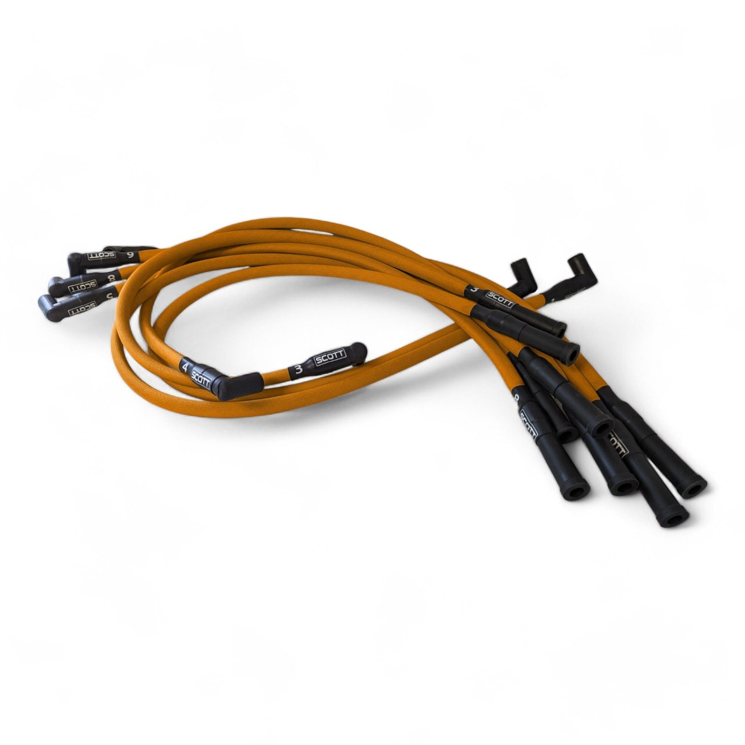 Scott Performance - Small Block Dodge 30 OHM Fiberglass Sleeved Spark Plug Wire Set  - Orange - SPW-PS-660-6