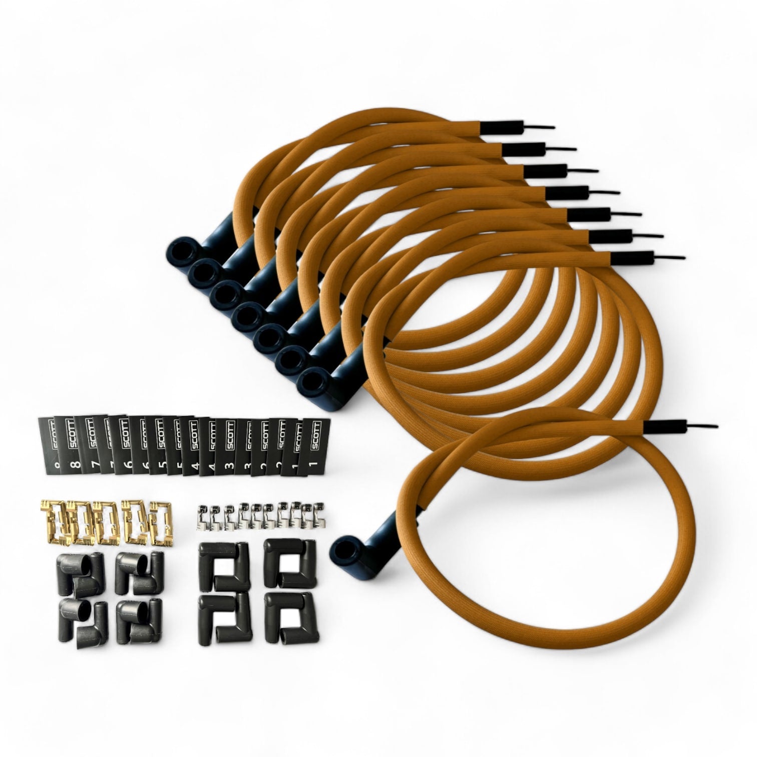 Scott Performance - Fiberglass Sleeved Spark Plug Wire Kit 30 OHM  - Orange - SPW-PS-K90-6