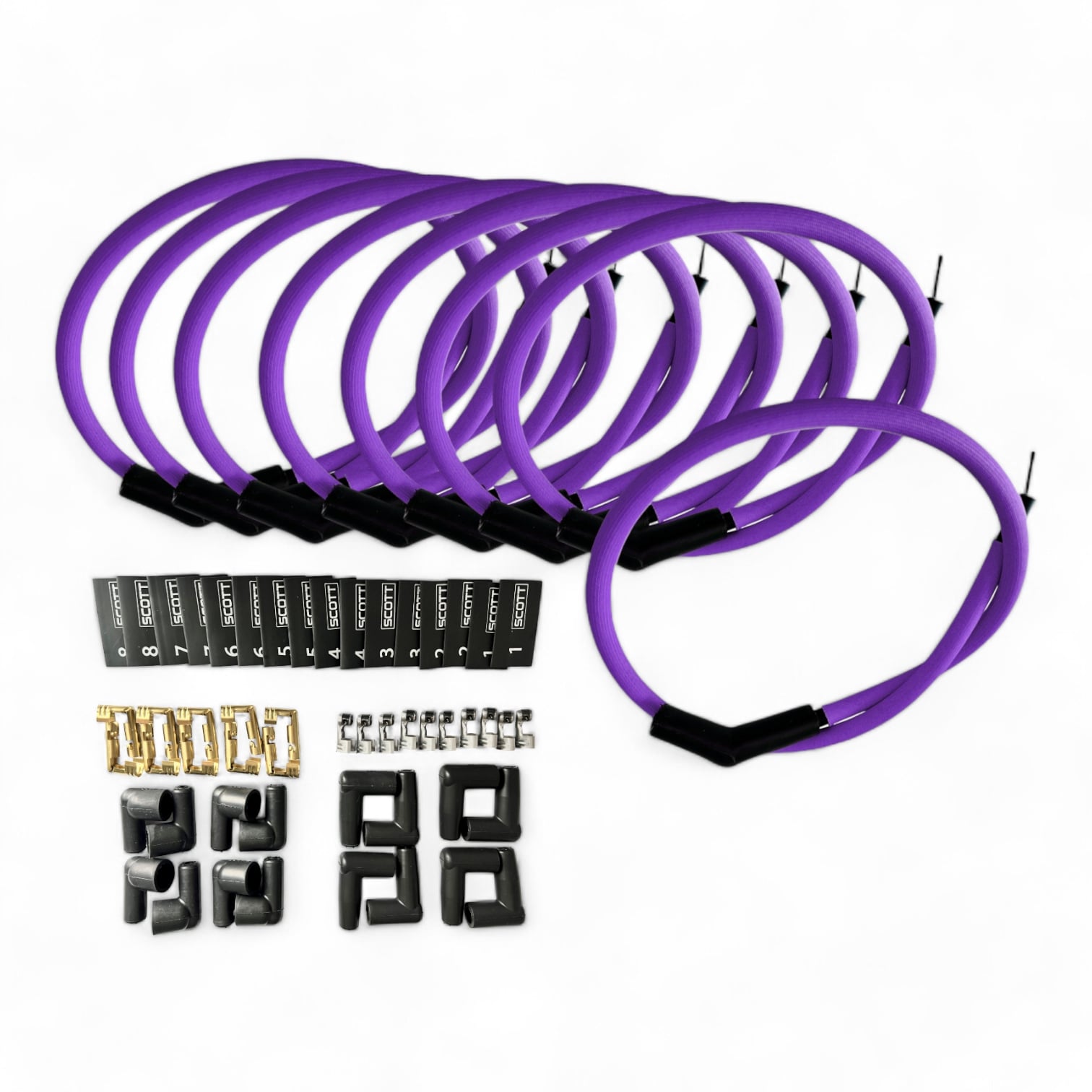 Scott Performance - Fiberglass Sleeved Spark Plug Wire Kit 30 OHM  - Purple - SPW-PS-K45-7