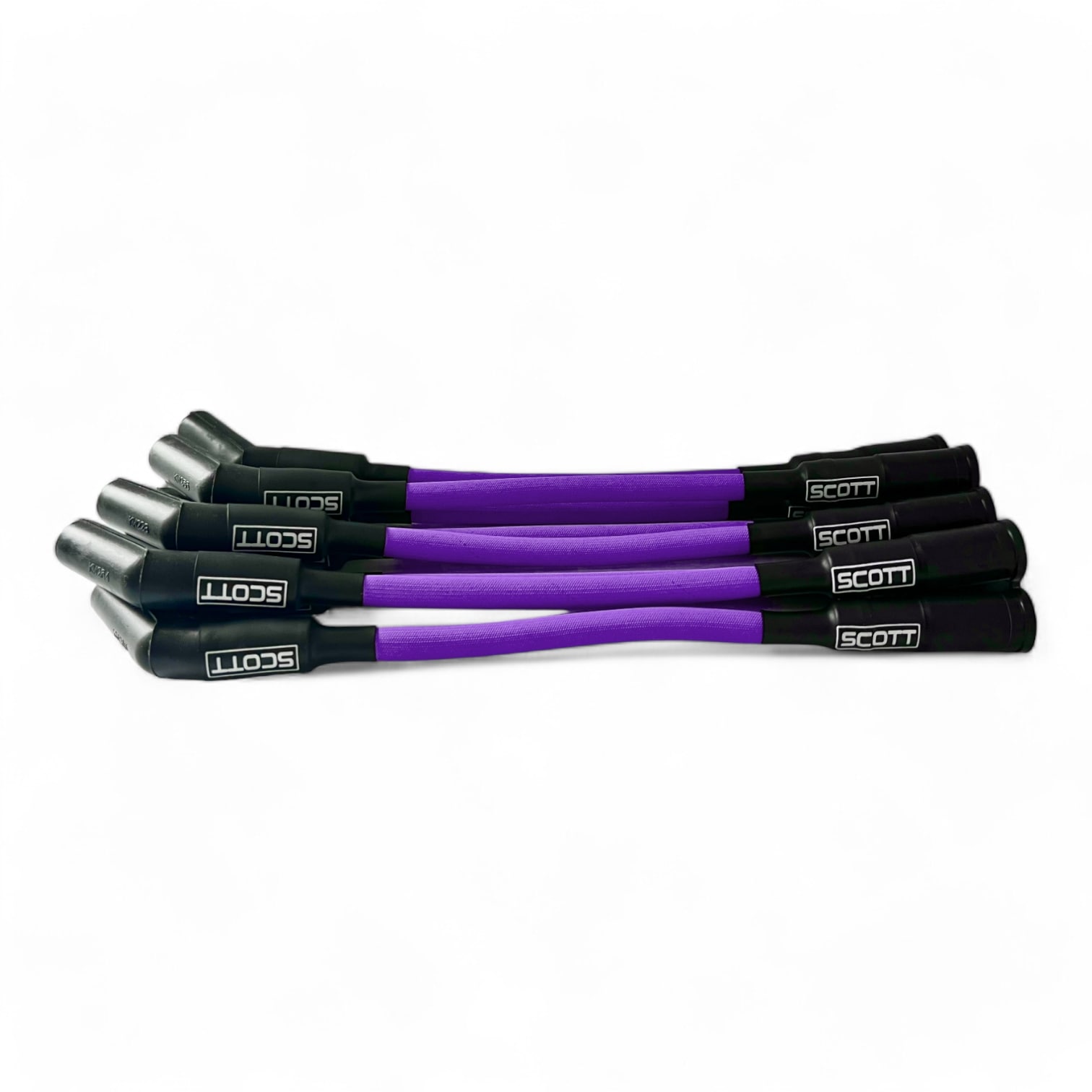 Scott Performance - Chevy LS Short 525 Crate Over Valve Cover 30 OHM Fiberglass Sleeved Spark Plug Wire Set  - Purple - SPW-PS-525S-7