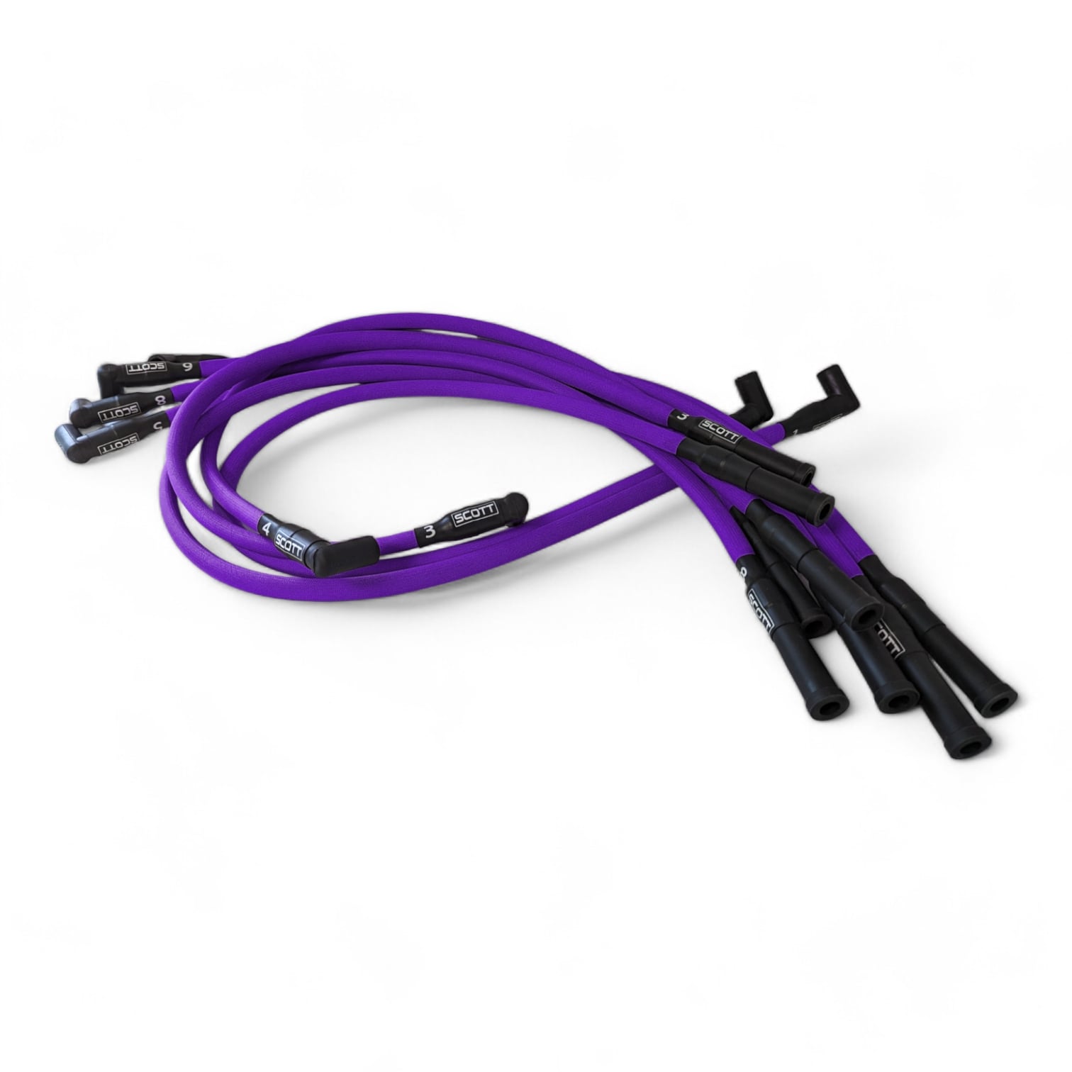 Scott Performance - Small Block Dodge 30 OHM Fiberglass Sleeved Spark Plug Wire Set  - Purple - SPW-PS-660-7