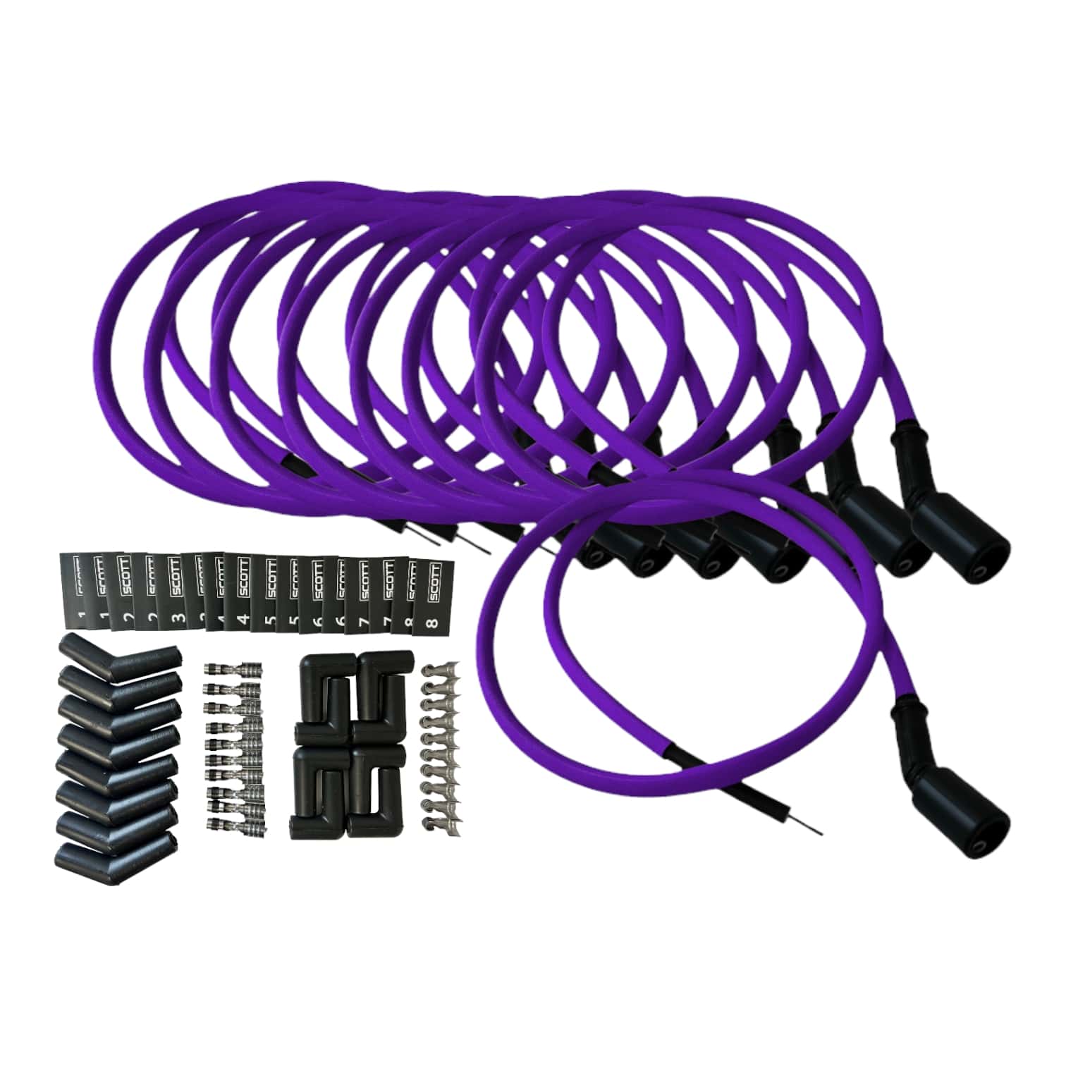 Scott Performance - Fiberglass Sleeved Spark Plug Wire Kit 30 OHM  - Purple - SPW-PS-LSRELO-7