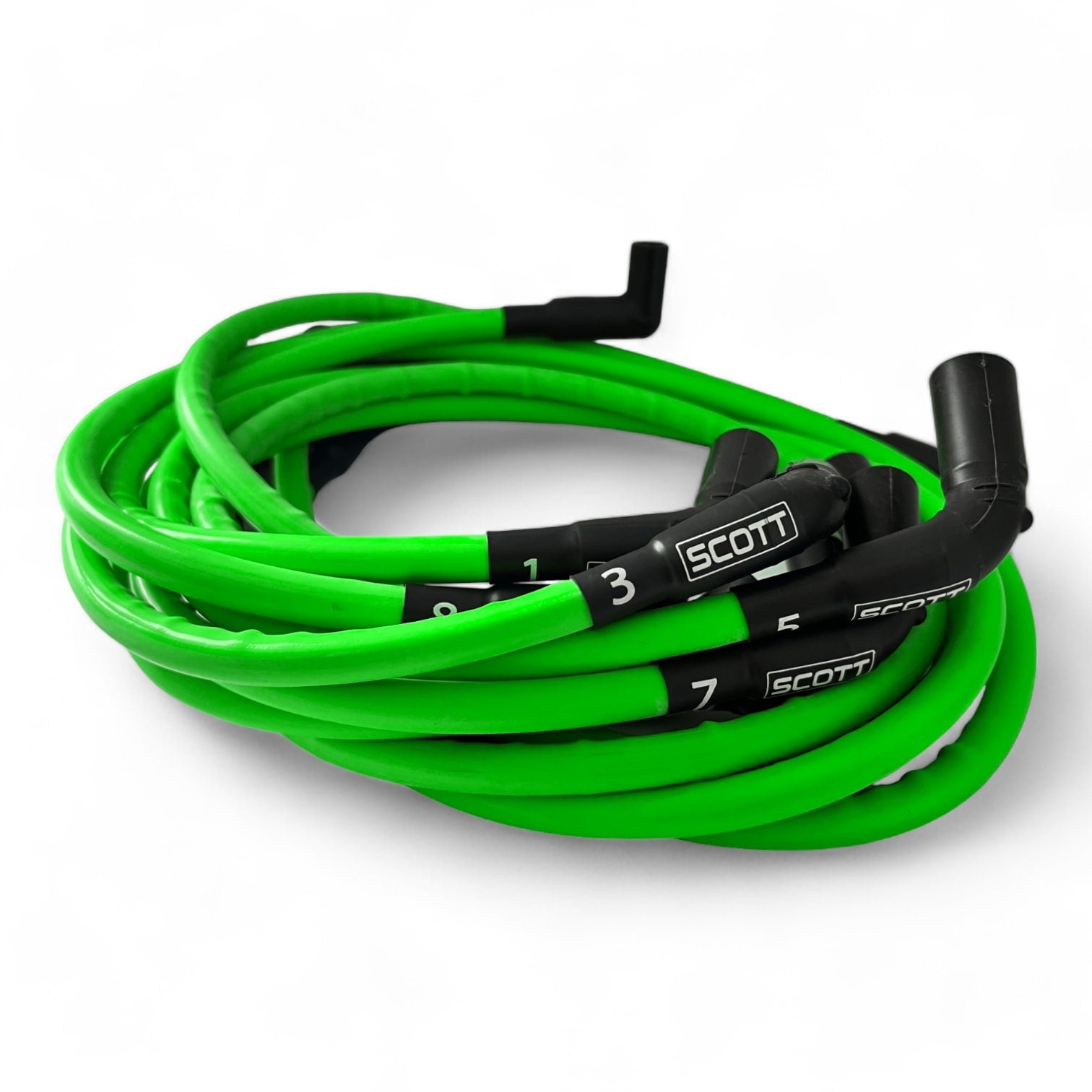 Scott Performance - Chevy Ls Long 525 300 OHM Plug Set  - Fluorescent Green - SPW300-CH-525L-R-8