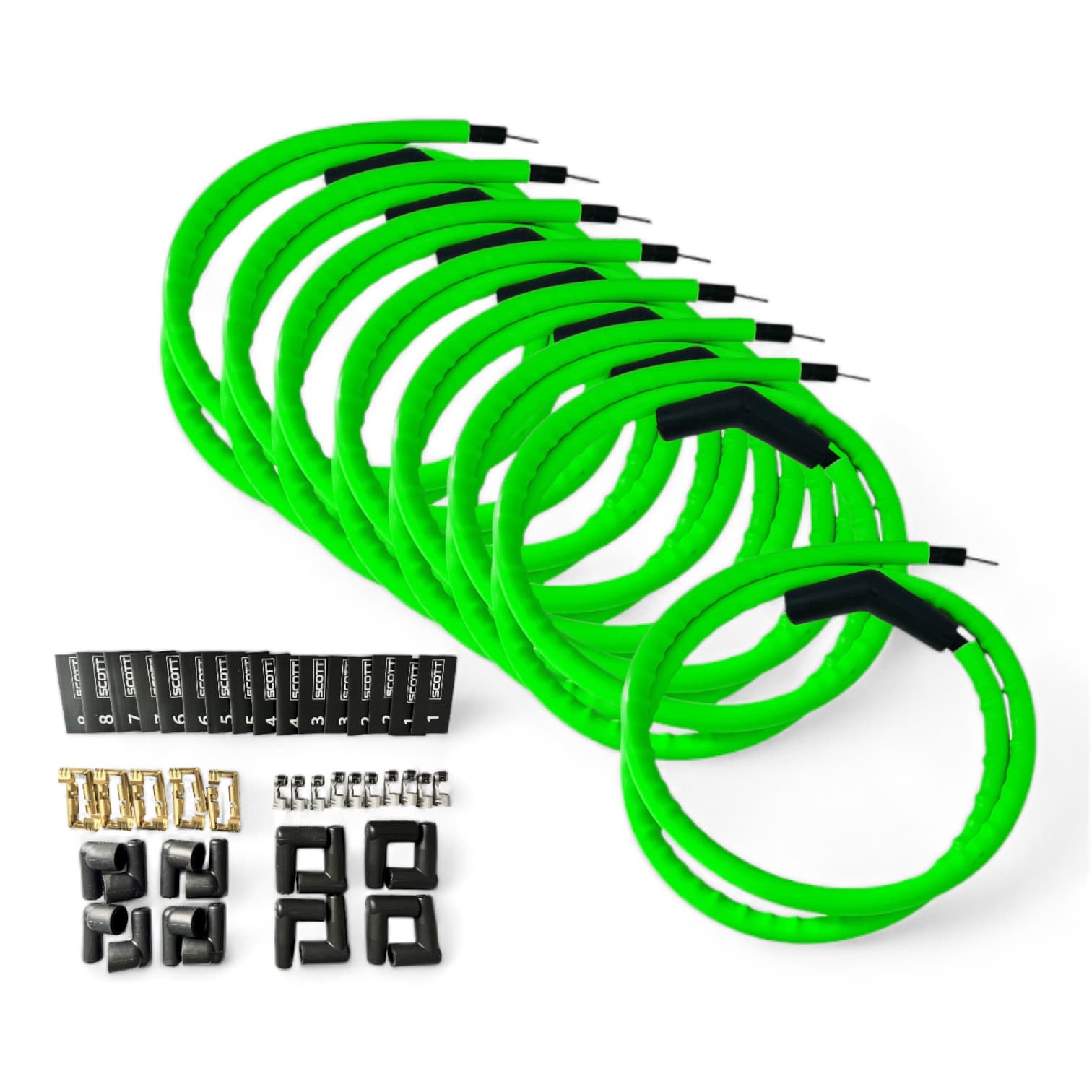 Scott Performance - Spark Plug Wire Kit 300 OHM  - Fluorescent Green - SPW300-CH-K45-8