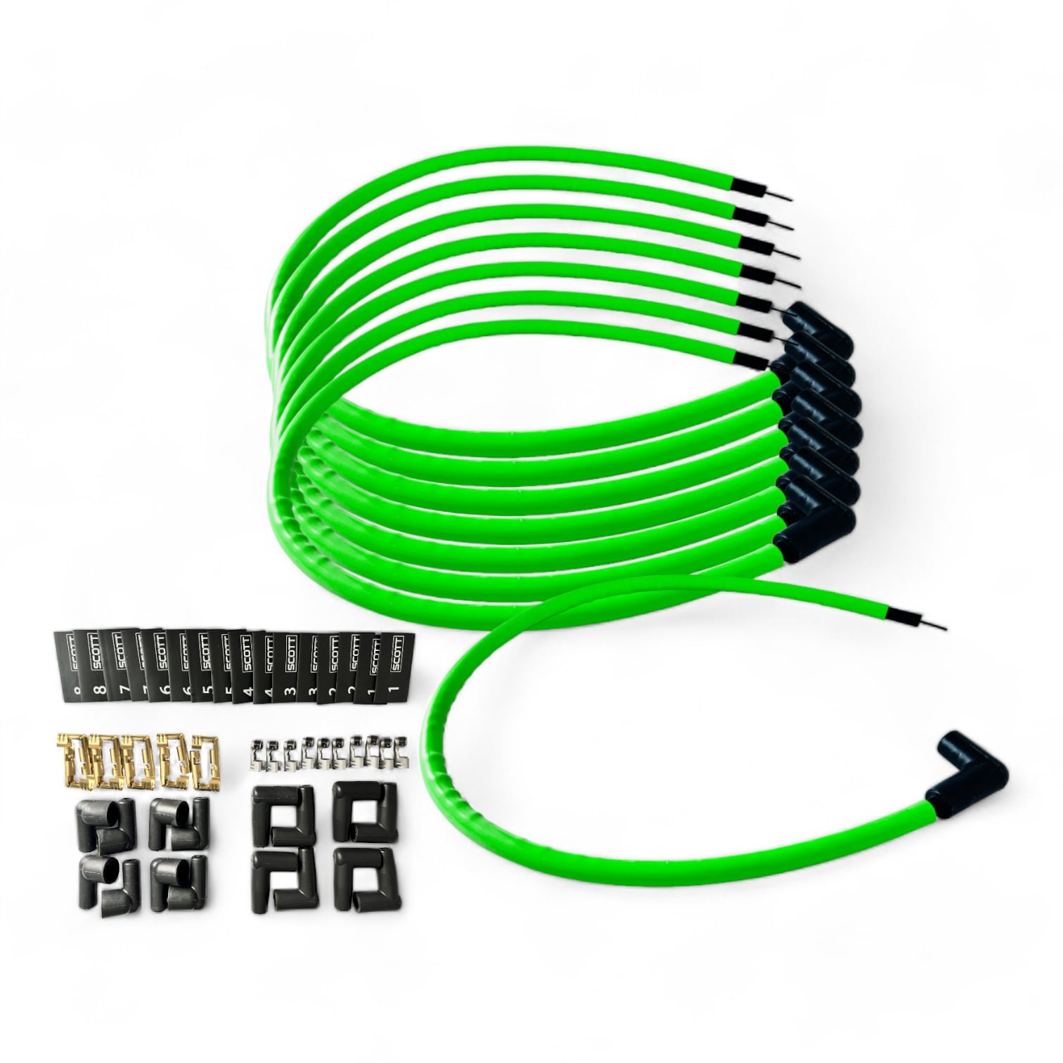 Scott Performance - Spark Plug Wire Kit 300 OHM  - Fluorescent Green - SPW300-CH-K90-8