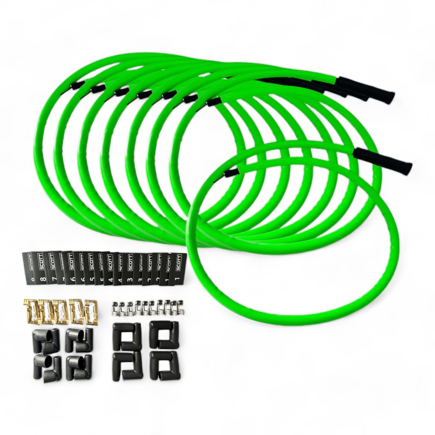 Scott Performance - Spark Plug Wire Kit 300 OHM  - Fluorescent Green - SPW300-CH-KSTR-8