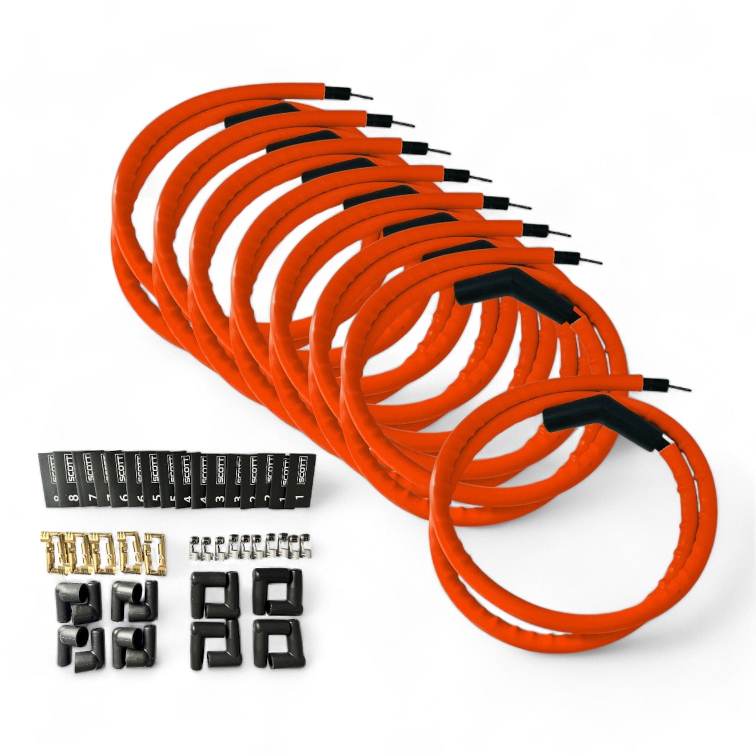 Scott Performance - Spark Plug Wire Kit 300 OHM  - Fluorescent Orange - SPW300-CH-K90-9