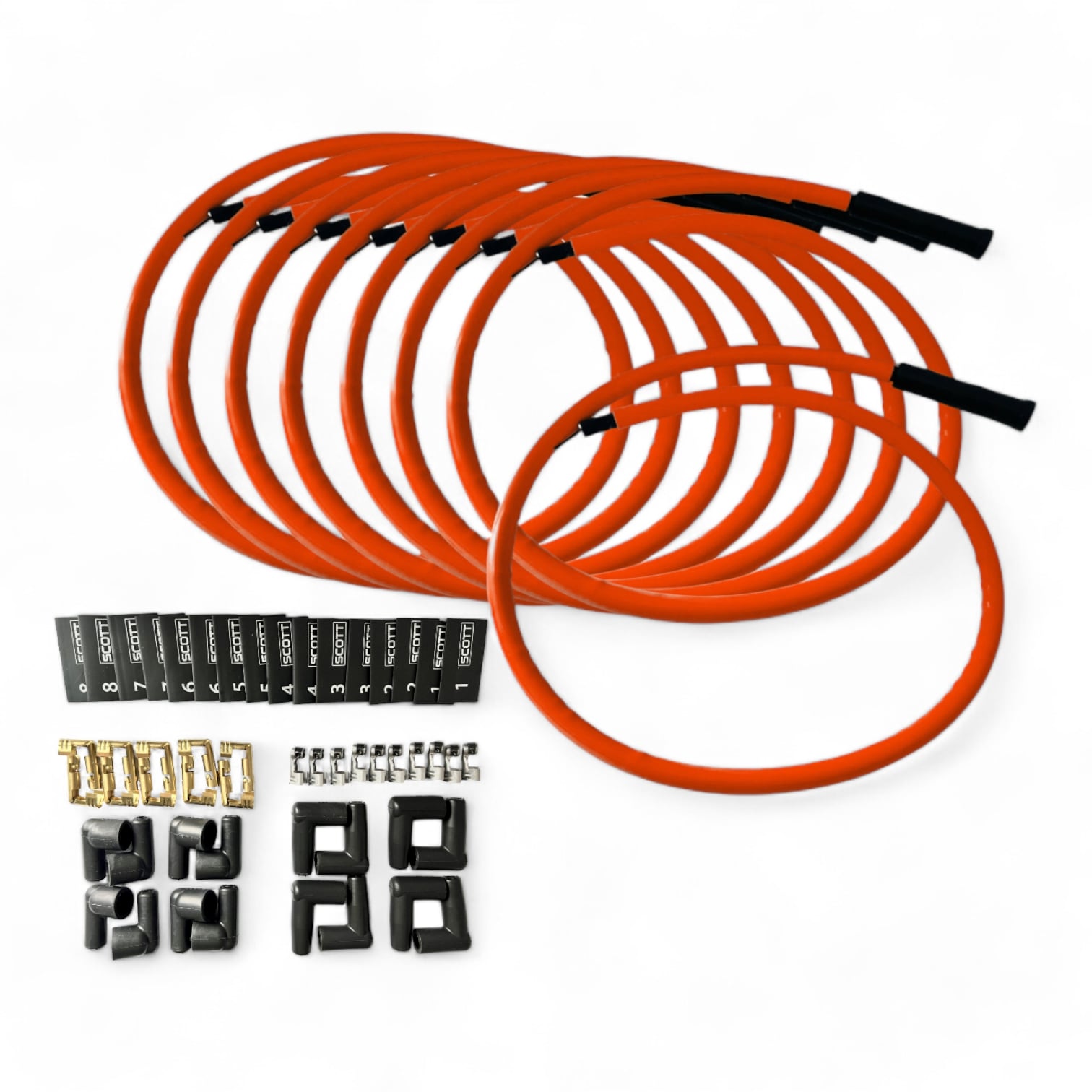 Scott Performance - Spark Plug Wire Kit 300 OHM  - Fluorescent Orange - SPW300-CH-KSTR-9