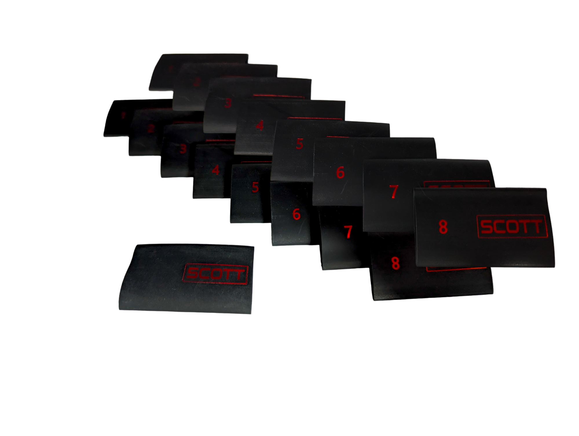 Numbered Shrink Sleeves - Metallic Red on Black