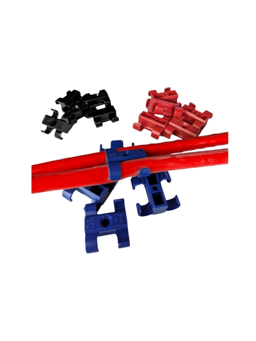 8mm Wire Loom T-Clip Separators - Blue