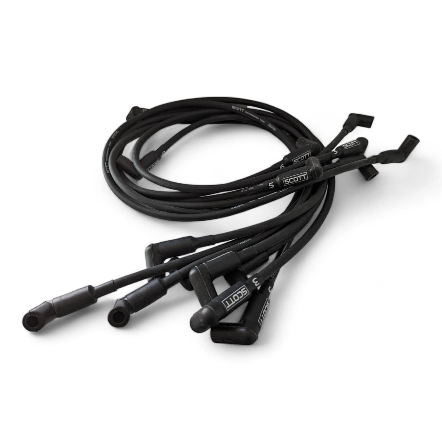 Scott Performance - Small Block Chevy Around Front 300 OHM Plug Set  - Black - SPW300-NS-435