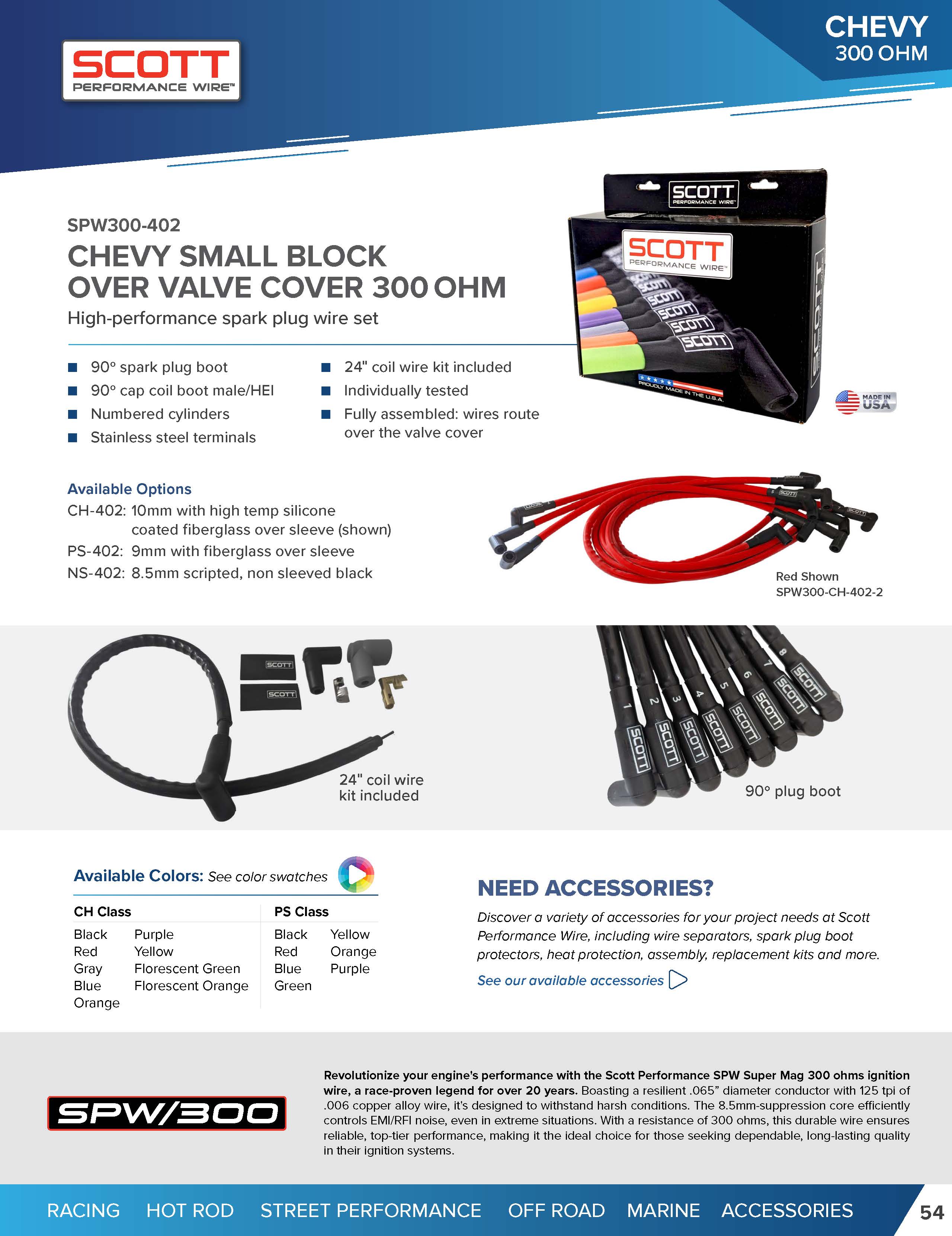 Street Performance Non-Sleeved Spark Plug Wire Set - Small Block Chevy - #SPW300-NS-402